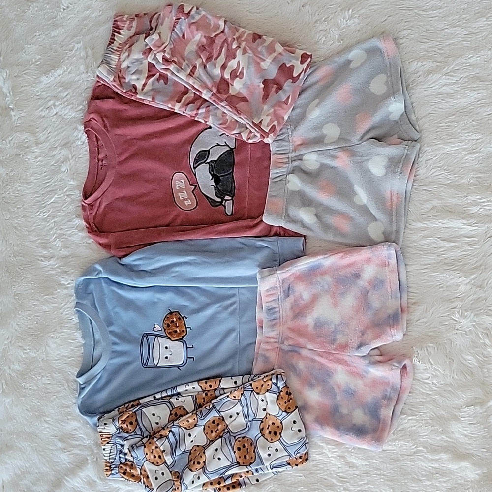 PL Sleep Pajamas 2 Sets Milk & Cookies, Puppy Girl Size 12